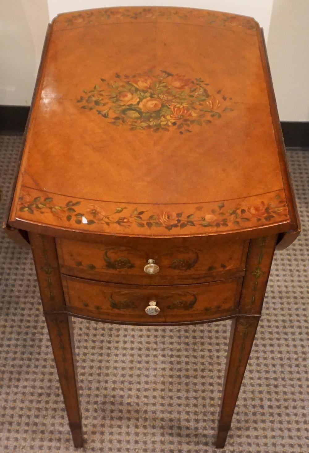 Appraisal: Edwardian Decorated Satinwood Pembroke Table x x in x x