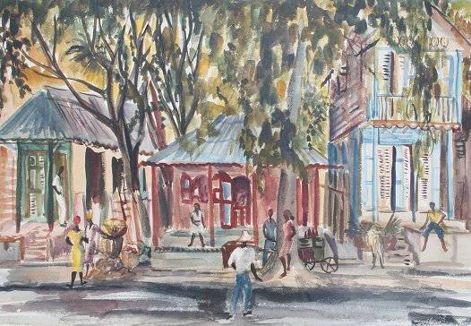 Appraisal: DORSEY J American th C Jamaican Street Scene with Figures