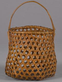 Appraisal: New England openwork cheese basket th c with fixed handle