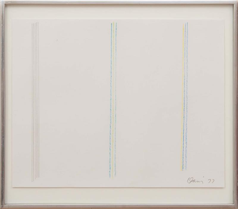 Appraisal: GENE DAVIS - UNTITLED BLUE AND GREEN Pencil and crayon