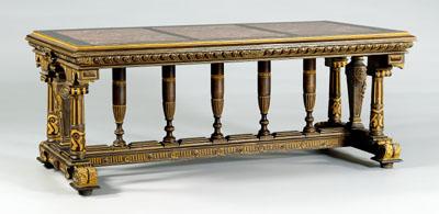 Appraisal: Italian baroque style library table molded rectangular top with three