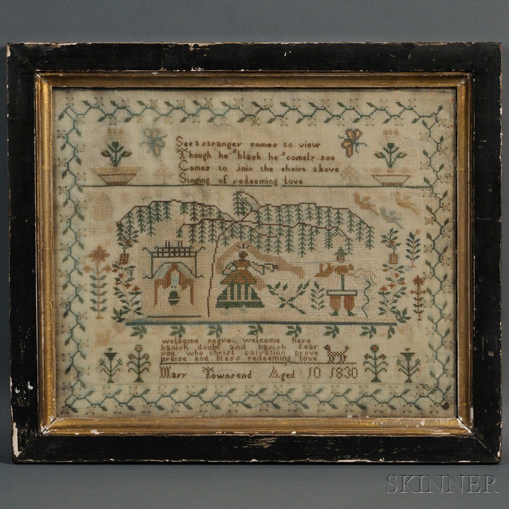 Appraisal: Silk and Wool Sampler England or America dated worked by