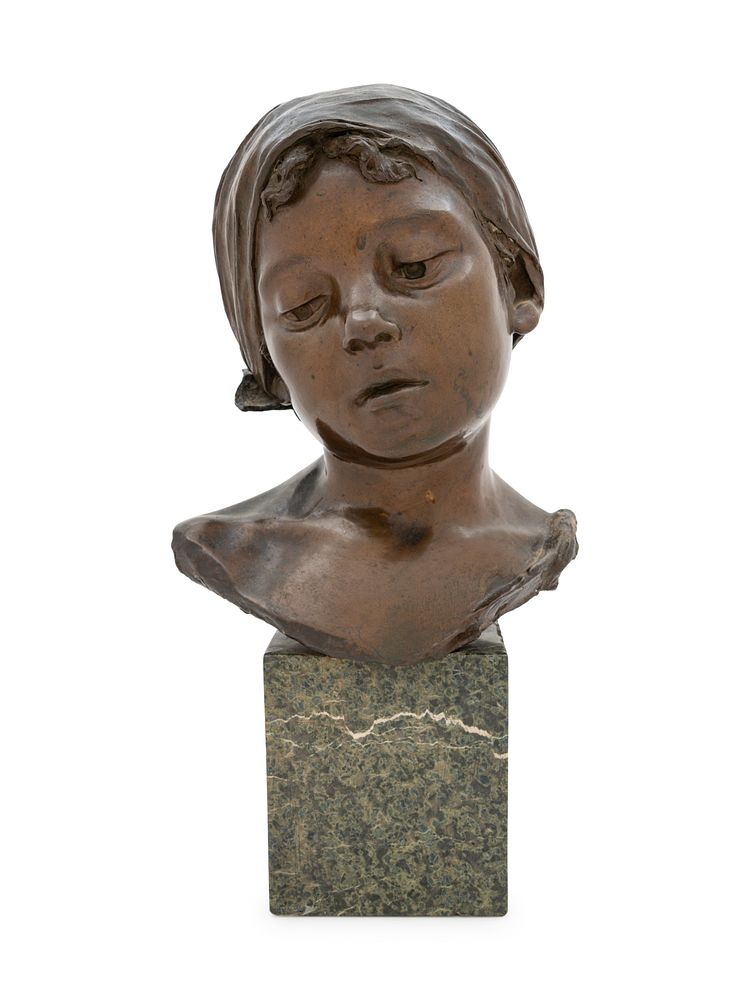 Appraisal: An Italian Bronze Bust of a Girl An Italian Bronze