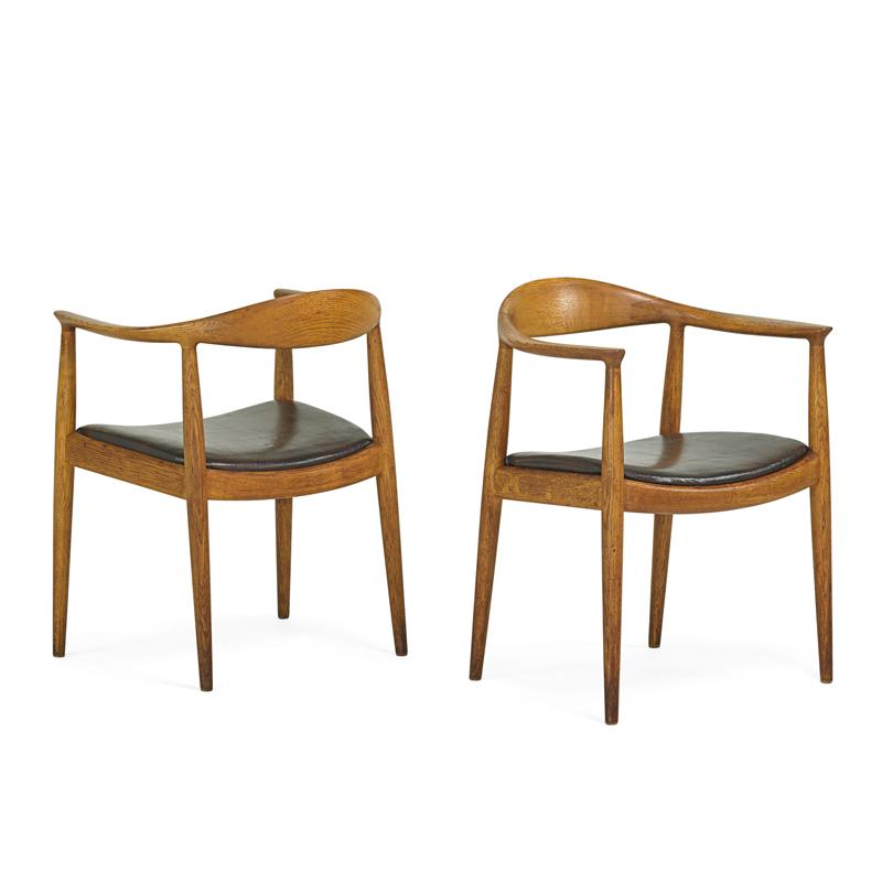 Appraisal: HANS WEGNER Pair of The Chair Condition Report Near invisible