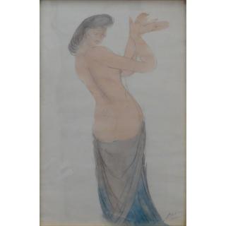 Appraisal: Auguste Rodin French - Nude Dancer Watercolor Gouache and Pencil