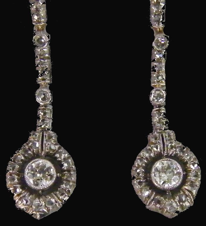 Appraisal: Fine pair of ct diamond drop earrings circa with brilliant