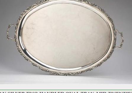 Appraisal: MEXICAN SILVER TWO-HANDLED OVAL TRAY MID-TWENTIETH CENTURY Indecipherable maker's name