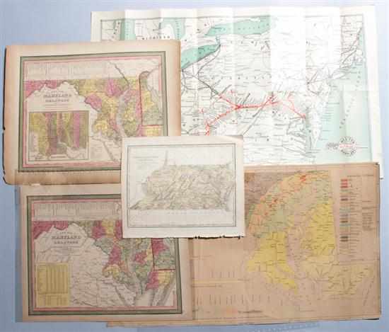 Appraisal: Maps Five lithographs of Virginia Maryland or Delaware including ''A