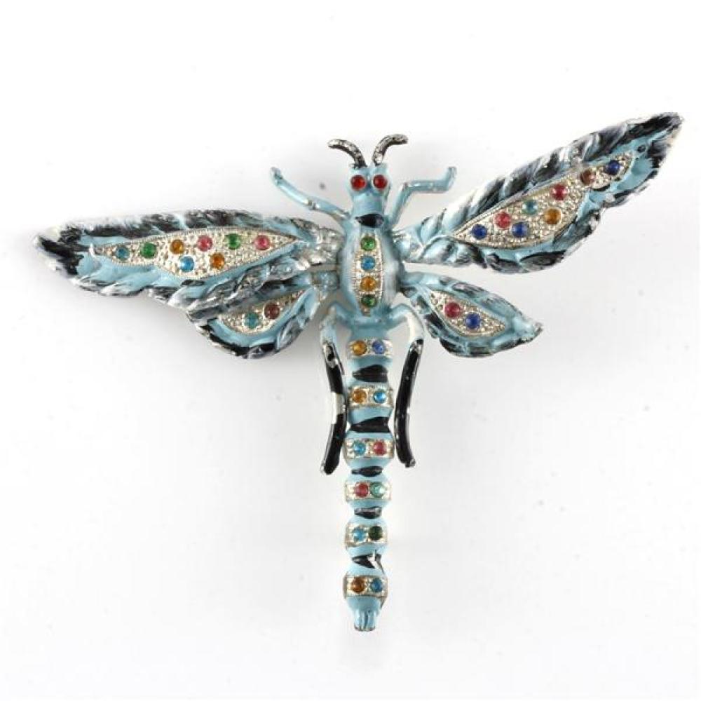 Appraisal: UNSIGNED S POT METAL BLUE ENAMEL DRAGONFLY PIN BROOCH WITH