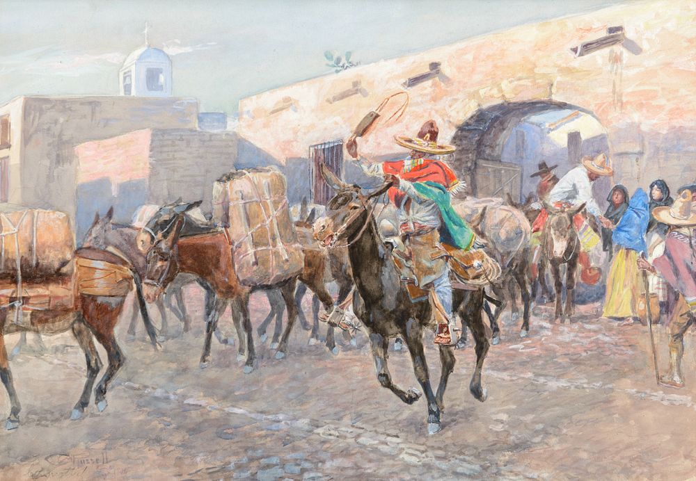 Appraisal: Charles M Russell Mexicans Leaving an Inn Charles M Russell