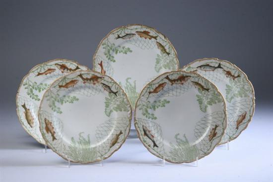 Appraisal: LIMOGES PORCELAIN FISH PLATES circa Transfer printed with fish and