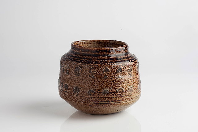 Appraisal: Janet Leach British - at Leach PotteryVasewith brown spotsimpressed potter's