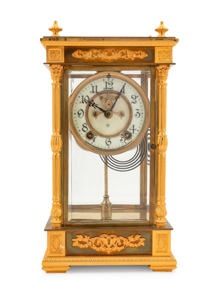 Appraisal: An Ansonia Earl Gilt-Metal and Crystal Regulator Clock An Ansonia