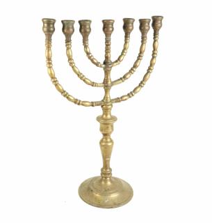 Appraisal: Seven arm brass candelabra x Worn