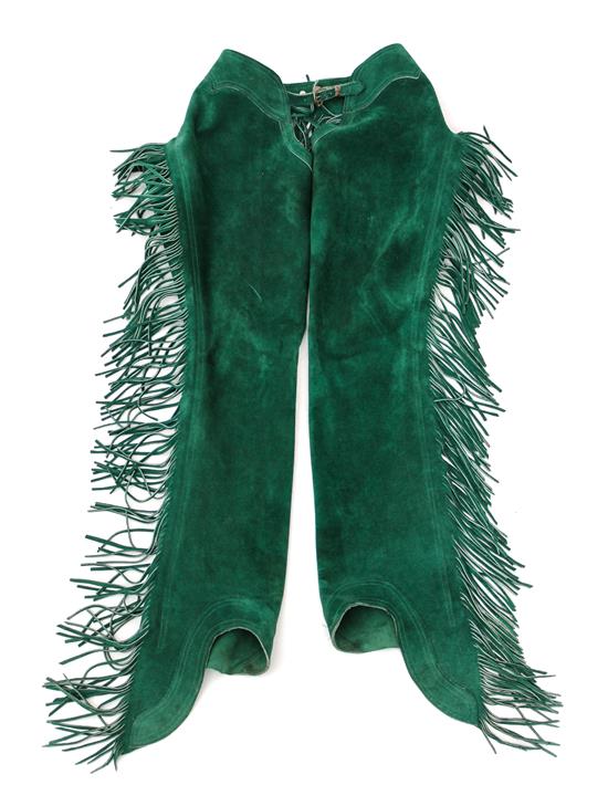 Appraisal: Sale Lot A Pair of Woman's Green Suede Chaps with