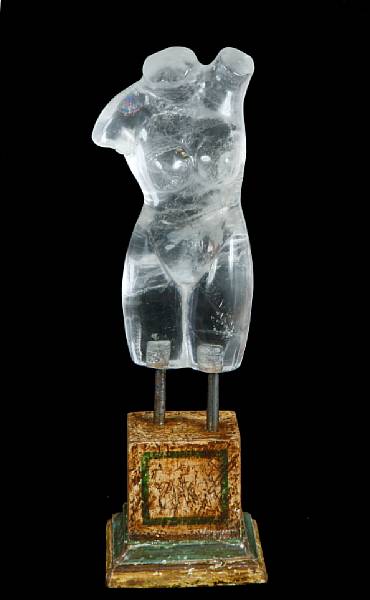 Appraisal: A rock crystal torso on stand height in