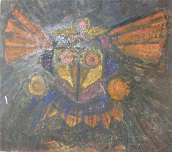 Appraisal: Thetis Blacker - British owl in flight unsigned oil on