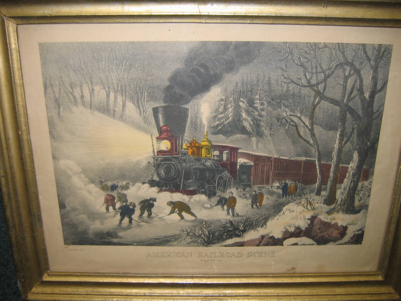 Appraisal: CURRIER IVES PUBLISHER AMERICAN RAILROAD SCENE SNOWBOUND lithograph with coloring