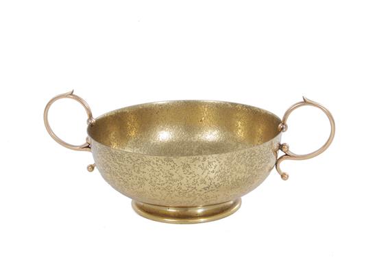 Appraisal: Tiffany Furnaces metalwork centerbowl circa - gold patina with handles