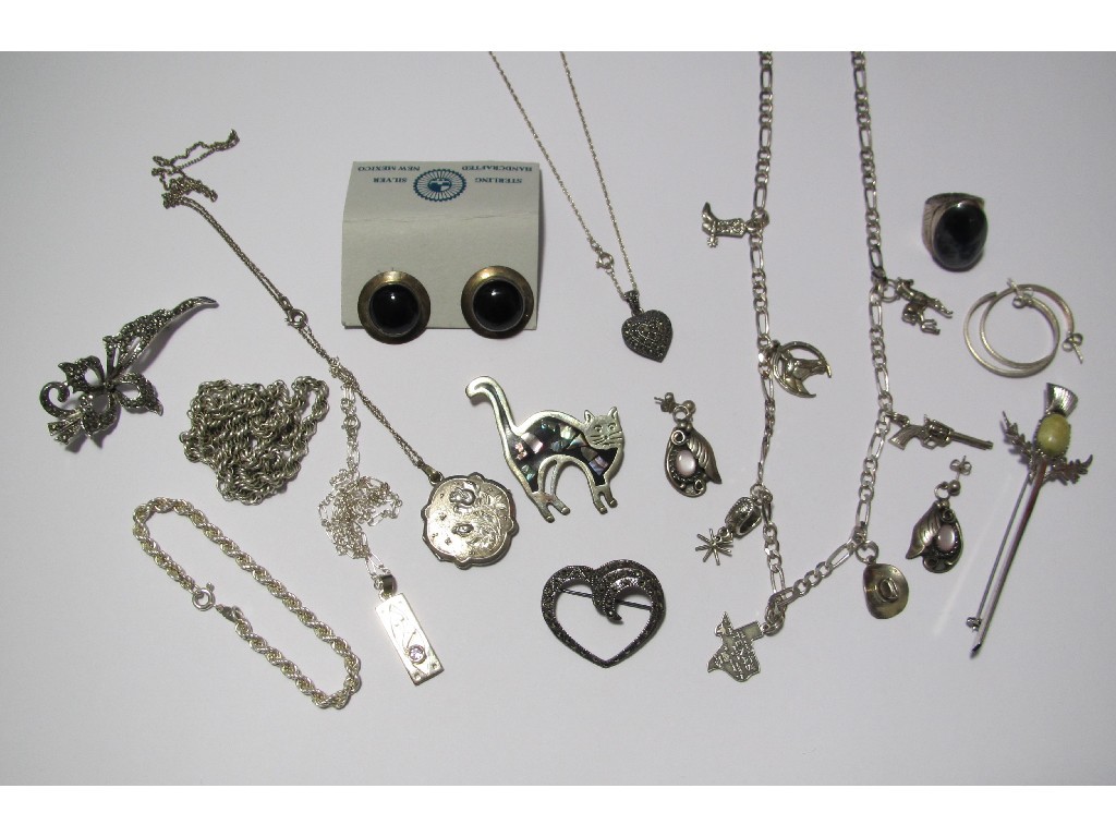 Appraisal: An assortment of silver bijouterie including rope chains and bracelets