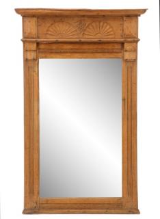 Appraisal: French Carved Oak Wall Mirror with Fan Motif French early