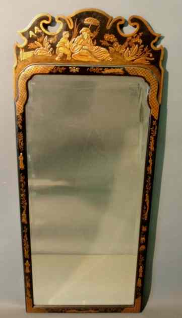 Appraisal: Colonial Williamsburg reproduction japanned Queen Anne style mirror model CW-LG