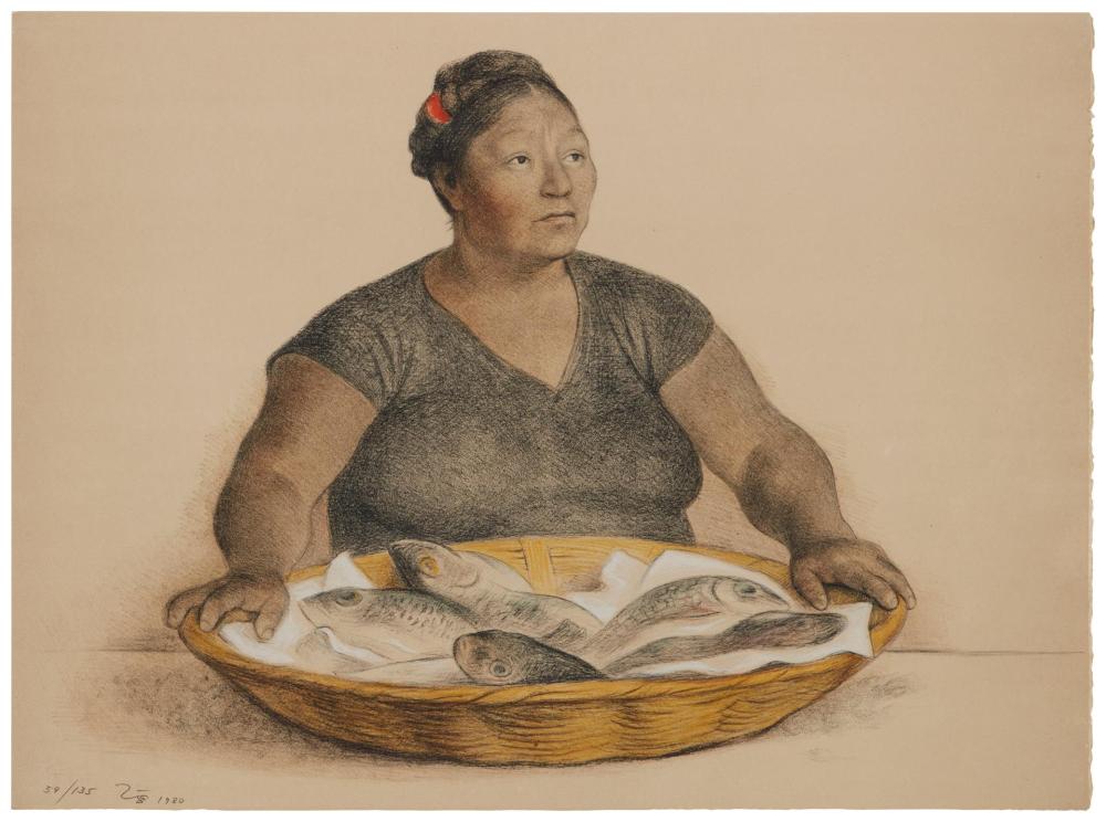 Appraisal: Francisco Z iga - Mexican Mujer con Pescados Lithograph in