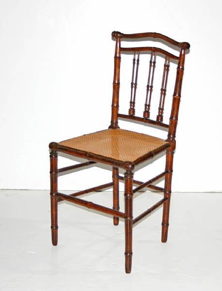 Appraisal: A Victorian maple faux bamboo side chair mid th century