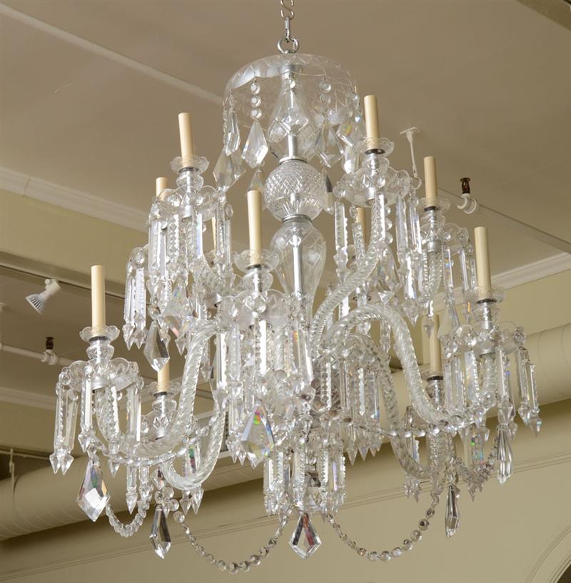 Appraisal: George III Style Crystal and Glass Twelve-Light Chandelier Approx x