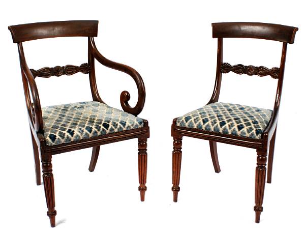 Appraisal: A set of eight Classical mahogany dining chairs comprising six