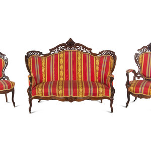 Appraisal: A Renaissance Revival Laminated and Carved Rosewood Three-Piece Parlor Suite