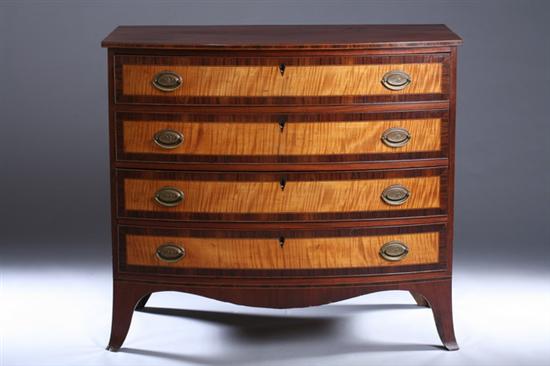 Appraisal: LATE FEDERAL INLAID MAHOGANY BOW-FRONT CHEST OF DRAWERS early th