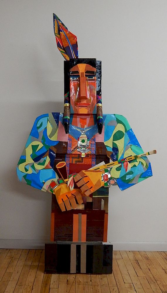 Appraisal: Stephen Longstreet mixed media sculpture Stephen Longstreet American - -