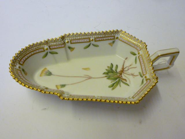 Appraisal: A COPENHAGEN PORCELAIN FLORA DANICA SAUCEBOAT of shallow wedge form