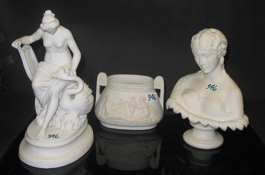 Appraisal: A GROUP OF THREE PARIAN PORCELAINS One is bust of