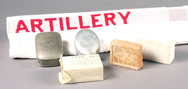 Appraisal: WWI items Field Artillery towel soap dishes aluminum and steel