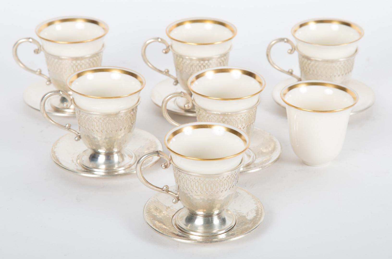 Appraisal: American sterling demitasse cup holders saucers second quarter - th