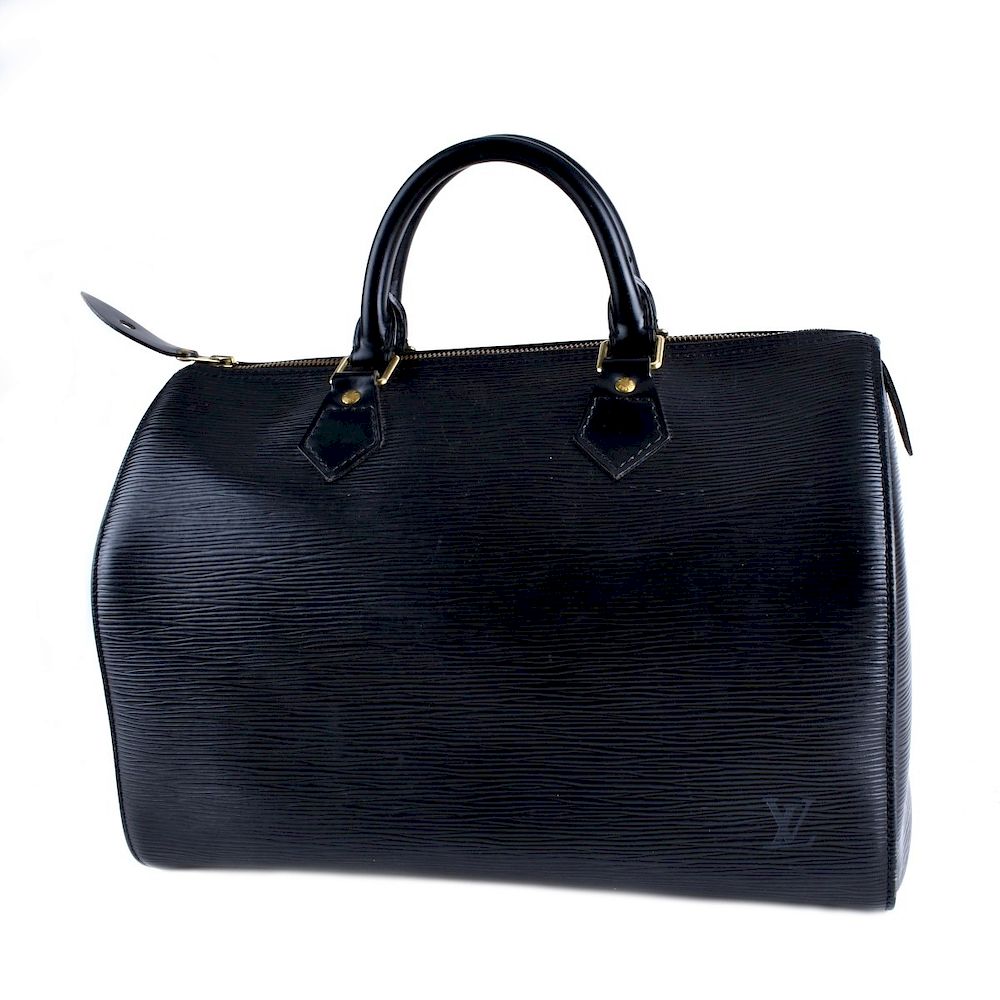 Appraisal: Louis Vuitton Black Epi Leather Speedy Bag Louis Vuitton Black