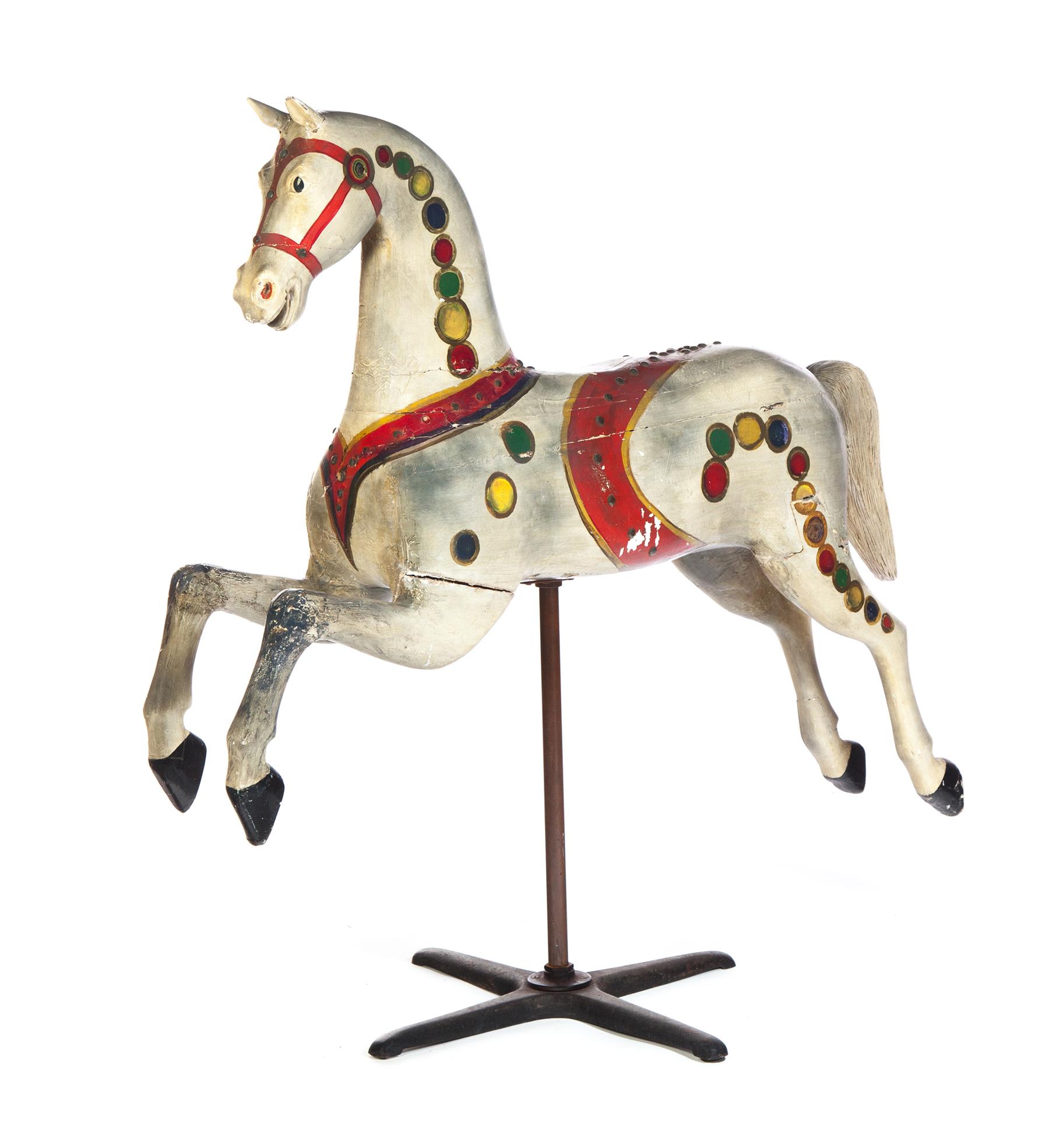 Appraisal: NEW YORK CAROUSEL HORSE First half- th century Carved wood