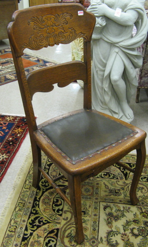 Appraisal: A SET OF SIX LATE VICTORIAN OAK PRESS-BACK DINING CHAIRS