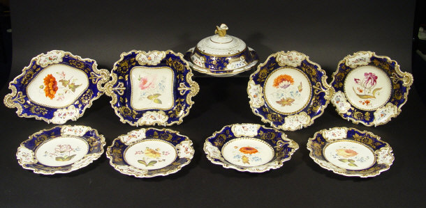 Appraisal: Victorian part dessert service each piece hand painted with flowers