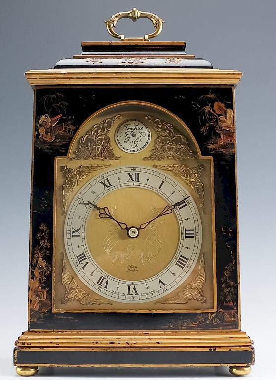 Appraisal: Working Elliot English Chinoisserie Mantel Clock Working Chinoisserie mantel clock