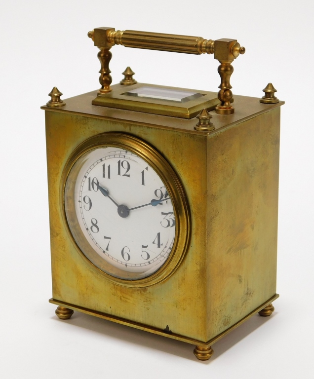 Appraisal: ATTRIB JAPY FRERES BRASS CARRIAGE CLOCK France Early th CenturyWhite