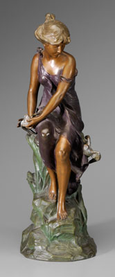 Appraisal: Alfred Jean Foretay sculpture Swiss - maiden with dov