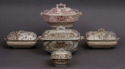 Appraisal: TURNER BROWN TRANSFER-PRINTED IRONSTONE 'PHILEAU' PATTERN COVERED SOUP TUREEN AND