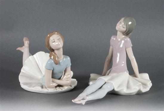 Appraisal: Two Lladro porcelain ballerina figures recumbent ballerina - in L