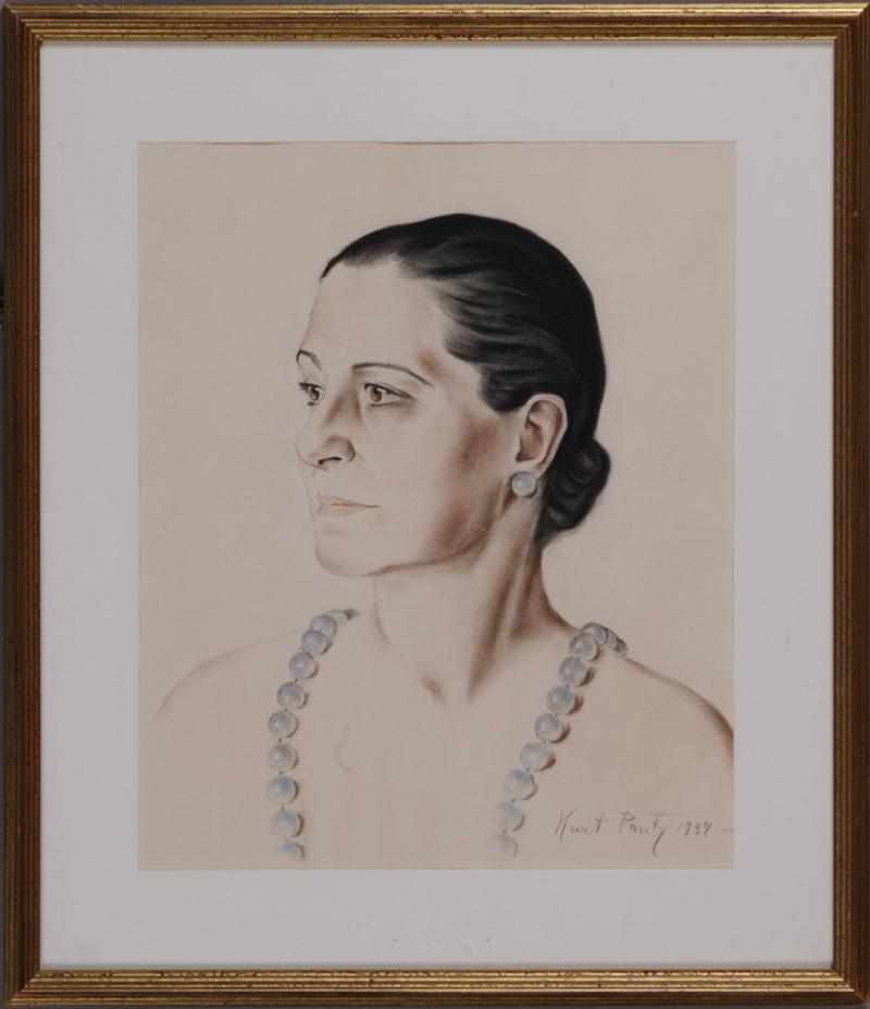 Appraisal: KURT PANTZ - TWO PROFILE PORTRAITS OF HELENA RUBINSTEIN Pastel