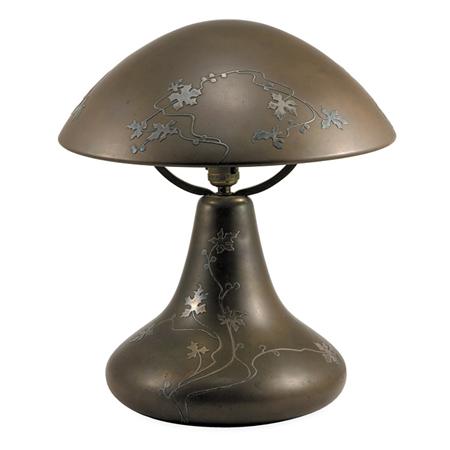 Appraisal: Heintz Art Metal Sterling on Bronze Two-Light Lamp Estimate -