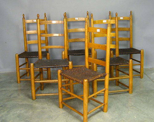 Appraisal: Set of six -slat ladderback chairs th c