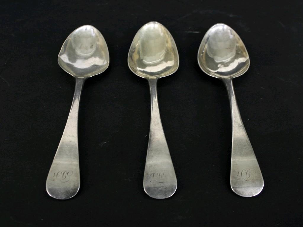 Appraisal: Three Georgian Scottish silver table spoons maker JMC Edinburgh long